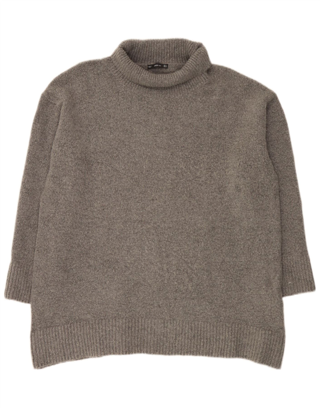 Zara Suéter feminino oversized com gola redonda Reino Unido 10 pequeno cinza acrílico