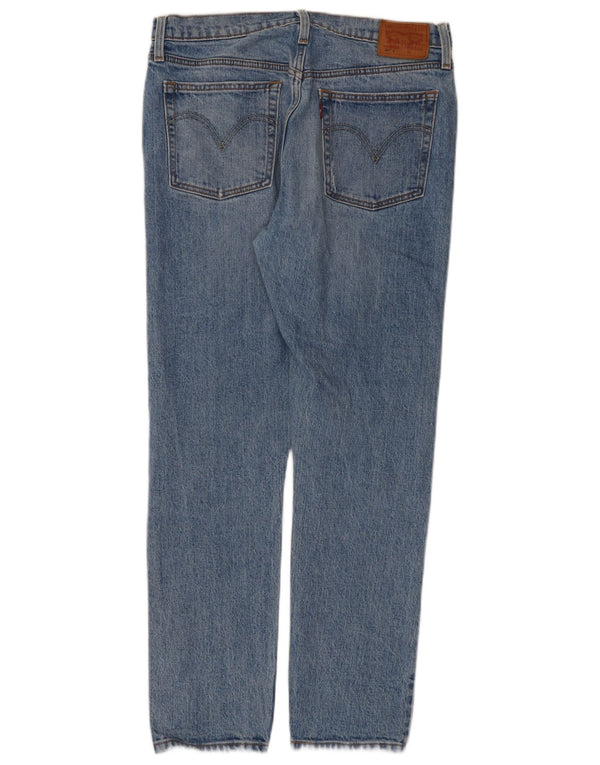 Calça jeans feminina Levi's 501 Distressed Straight W30 L30 Azul Algodão