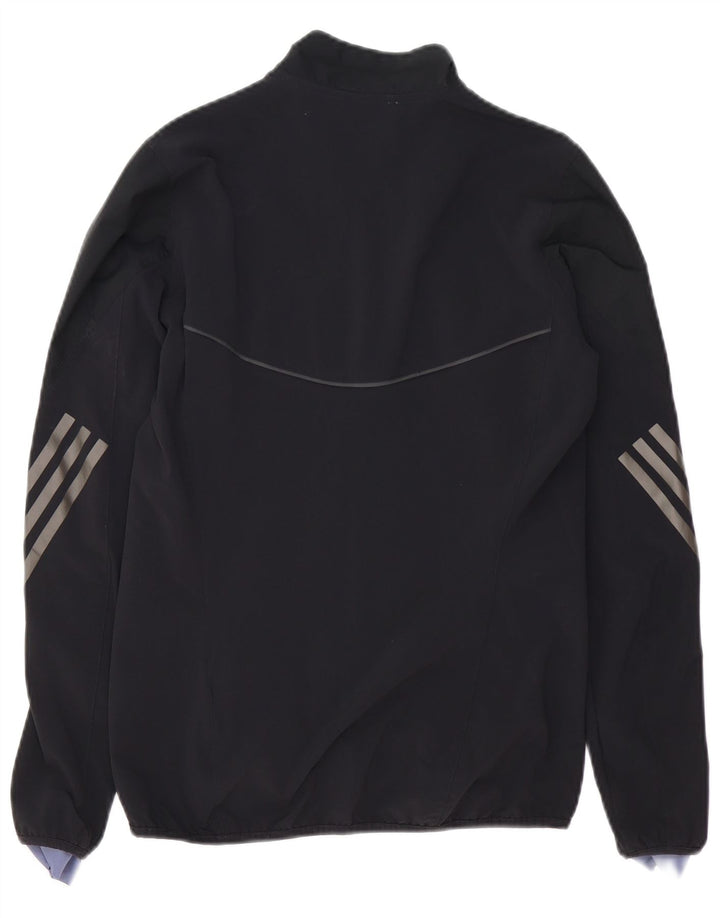 ADIDAS Womens Running Tracksuit Top Jacket UK 10 Pequeno Poliéster Preto