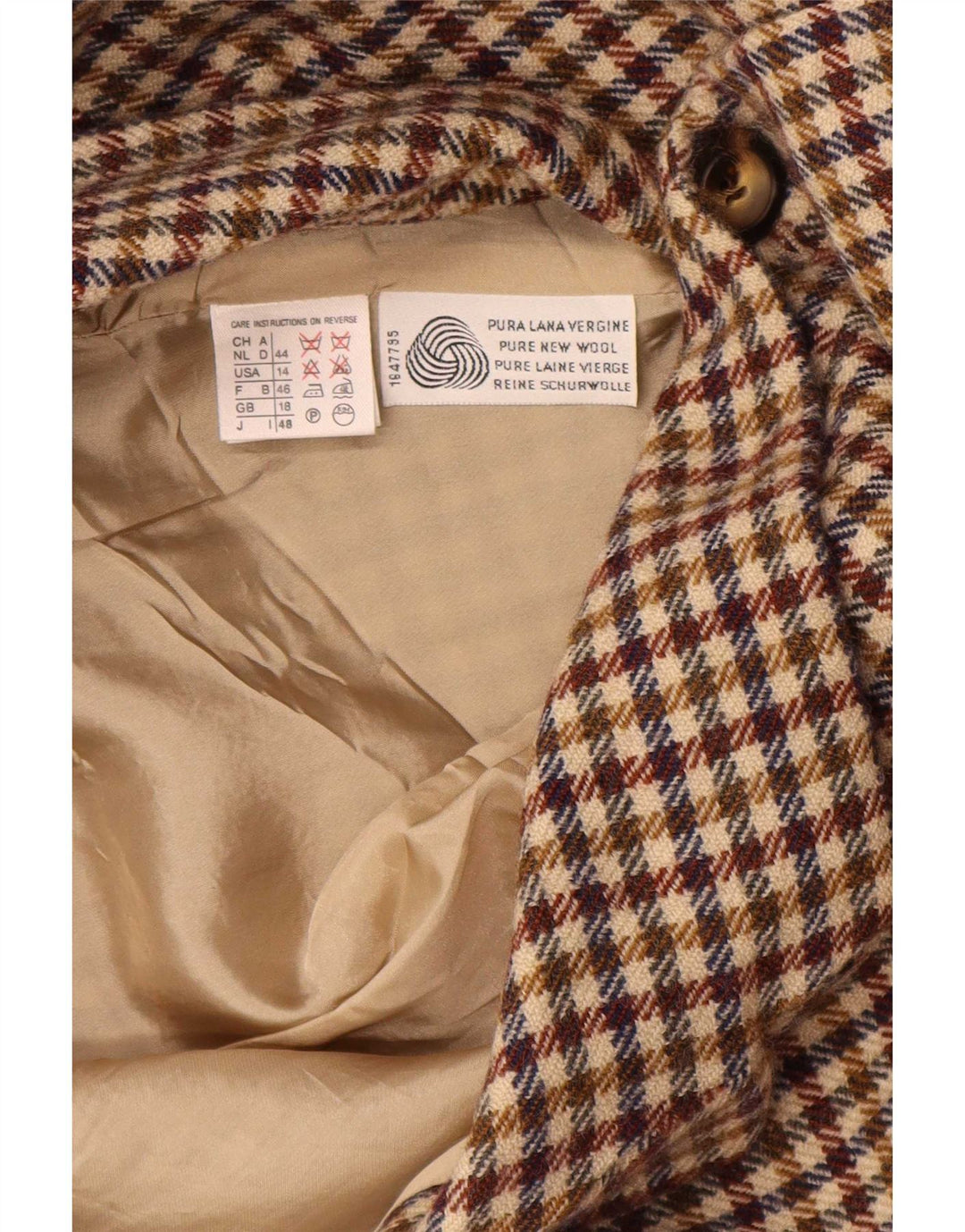 Jaqueta blazer feminina Marella com 3 botões Reino Unido 18 XL marrom houndstooth lã nova