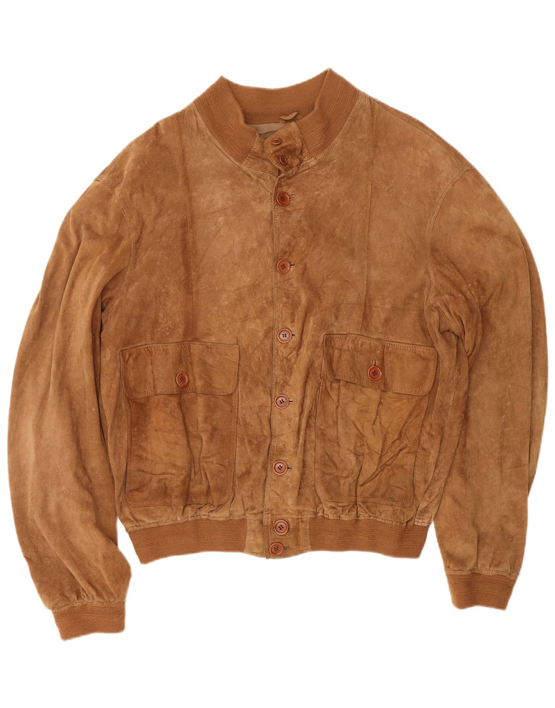 Jaqueta bomber masculina vintage de camurça UK 40 grande marrom