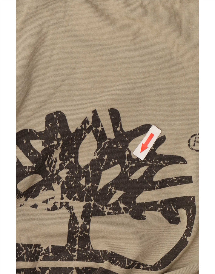 Timberland Camiseta masculina gráfica top pequeno algodão cáqui