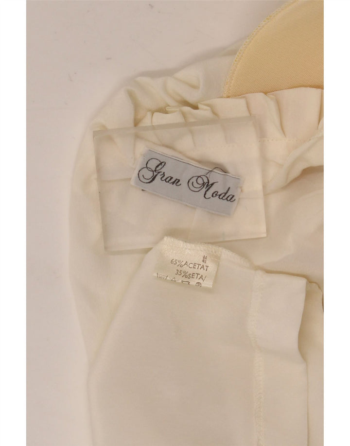 Blusa feminina vintage manga curta cropped IT 44 médio off white