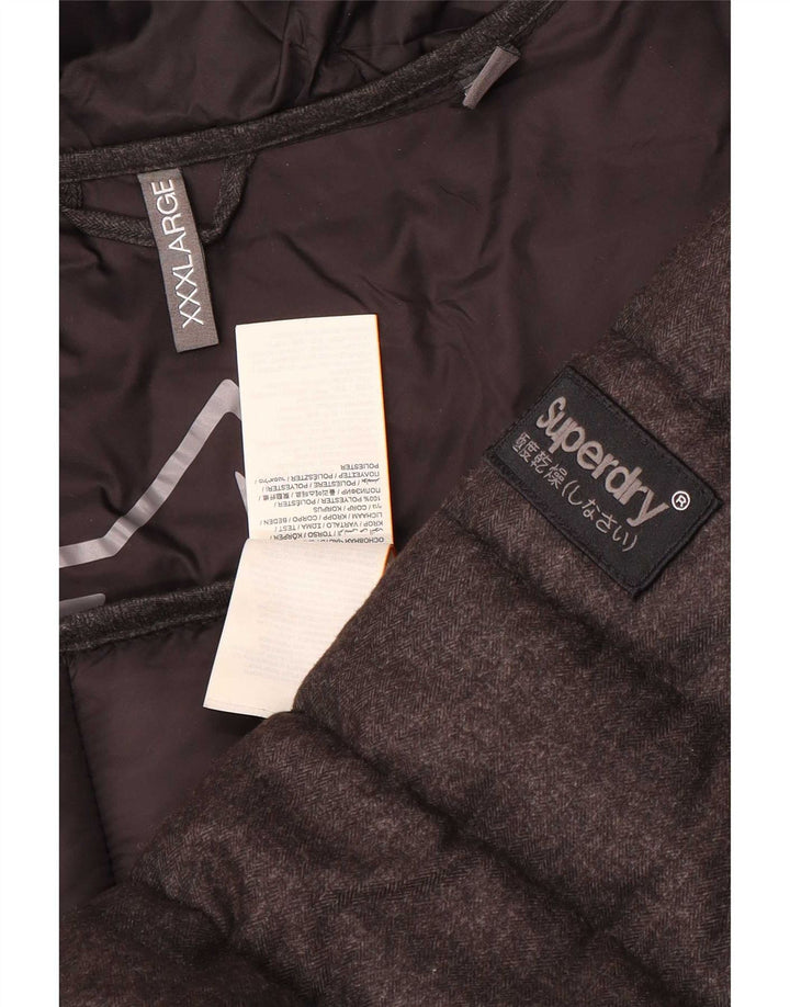 Jaqueta acolchoada com capuz masculina Superdry UK 46 3XL poliéster cinza