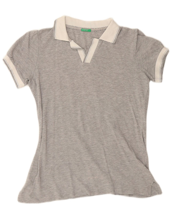Camisa polo feminina BENETTON UK 14 cinza médio