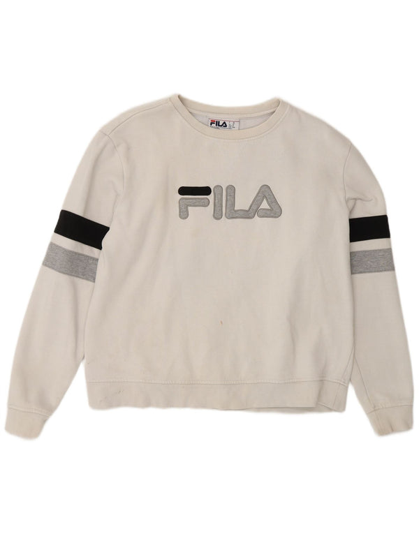 Fila moletom gráfico masculino jumper médio branco colorblock algodão