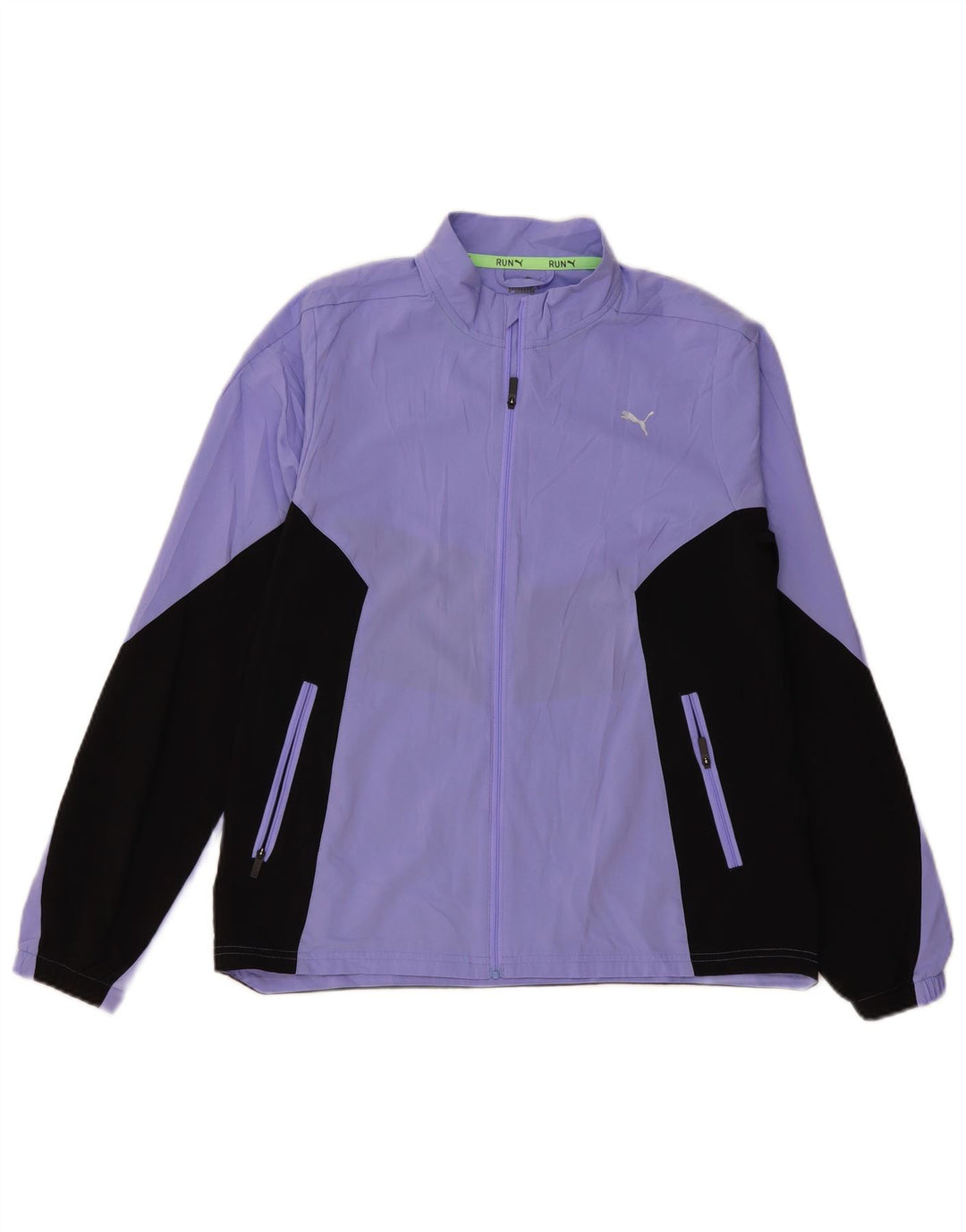 PUMA Womens Tracksuit Top Jacket UK 14 Médio Roxo Colourblock Poliéster