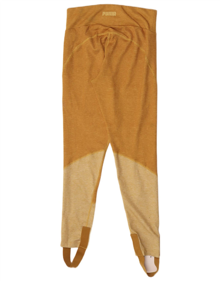 Leggings de estribo feminino Puma UK 14 grande amarelo colorblock poliéster