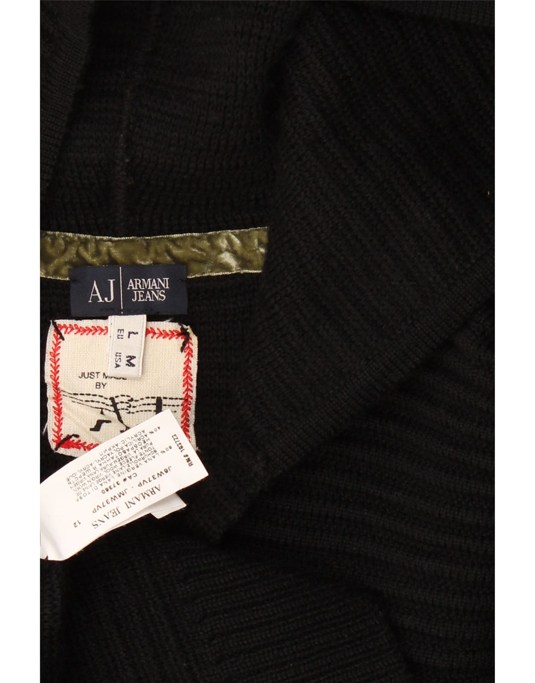 Suéter feminino Armani Jeans com capuz Reino Unido 14 lã preta média