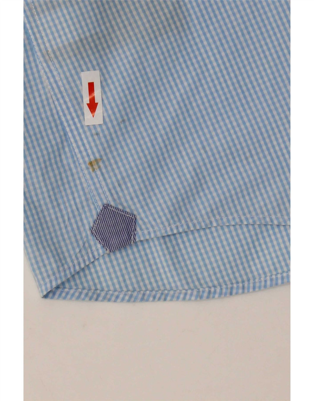 Tommy Hilfiger Camisa masculina de manga curta New York Fit média azul guingão