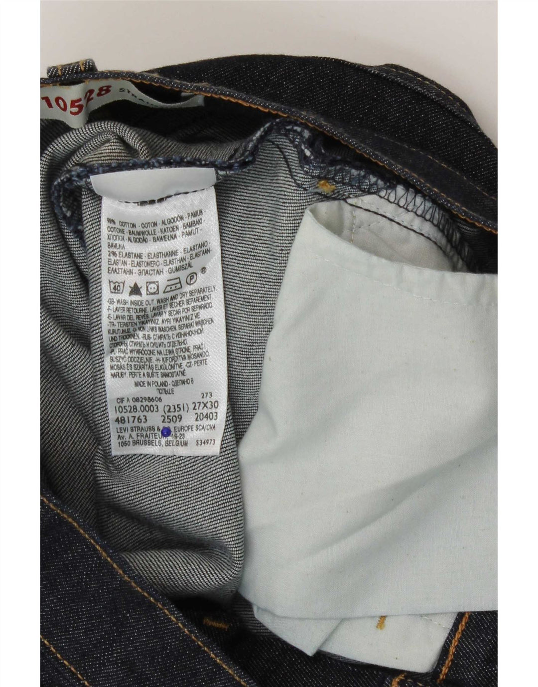 Calça jeans feminina Levi's 528 Straight W27 L30 azul marinho algodão