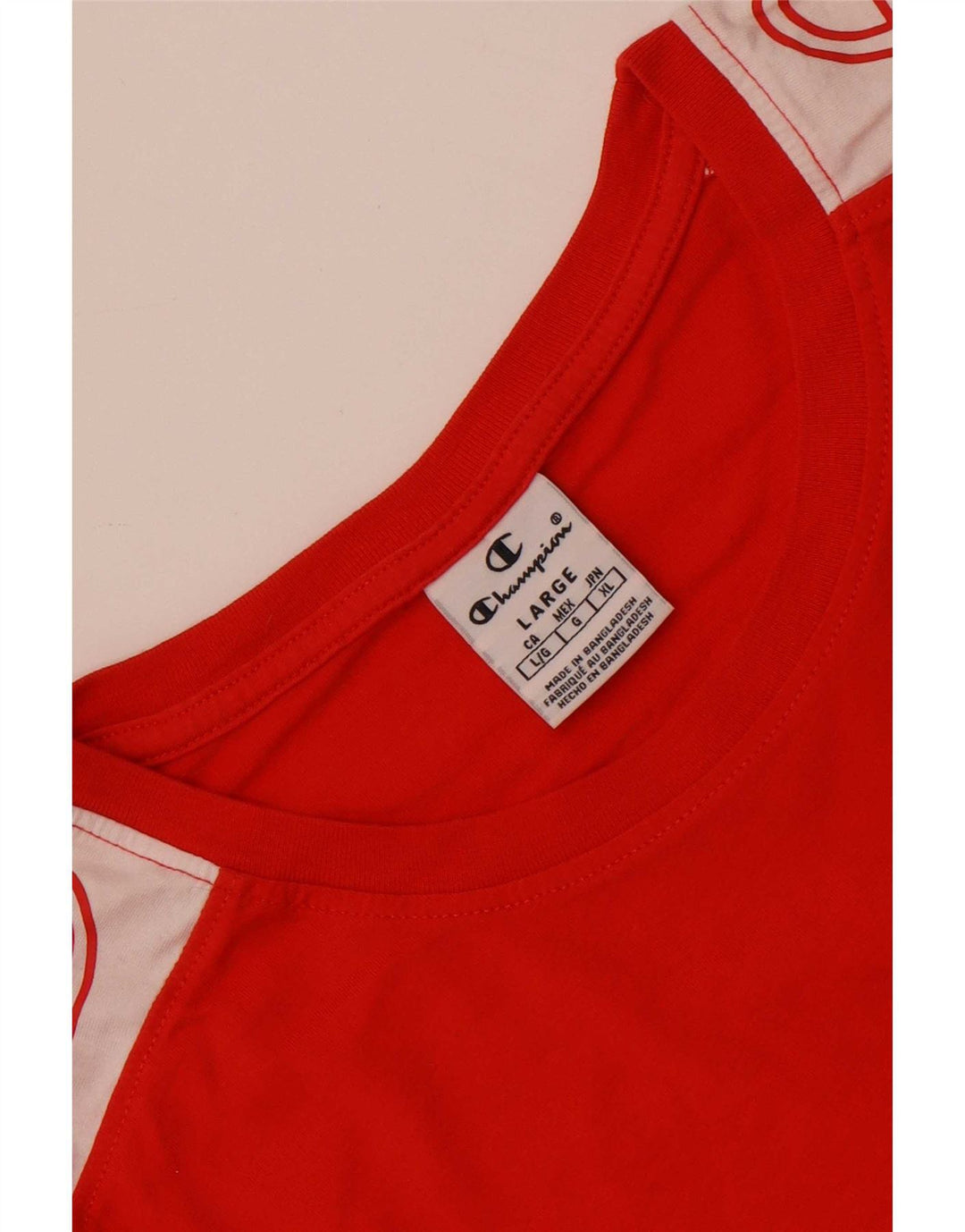 Camiseta gráfica masculina Champion grande bloco colorido vermelho