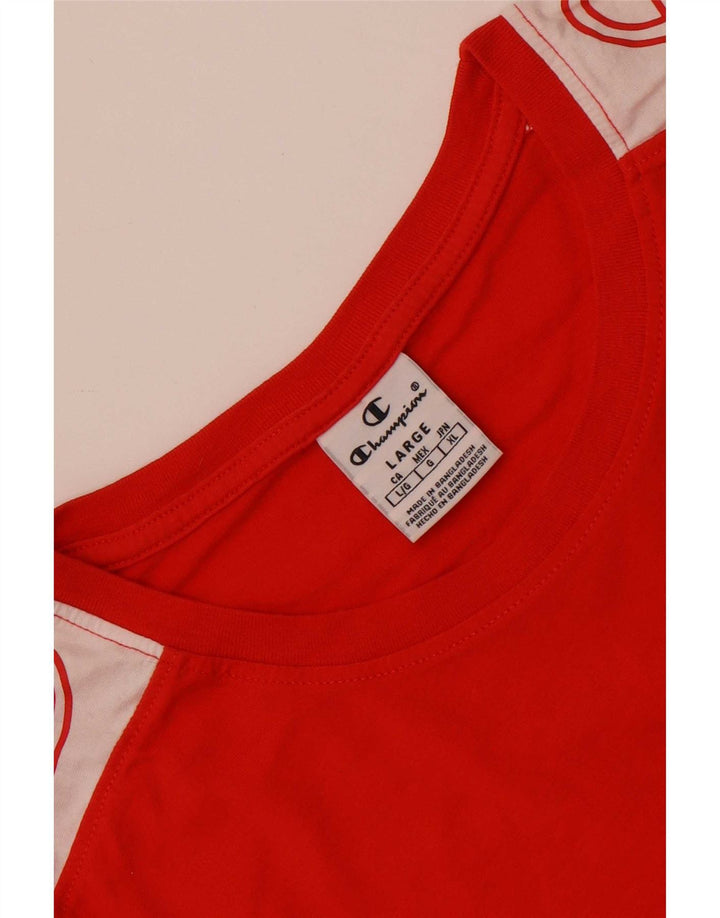 Camiseta gráfica masculina Champion grande bloco colorido vermelho