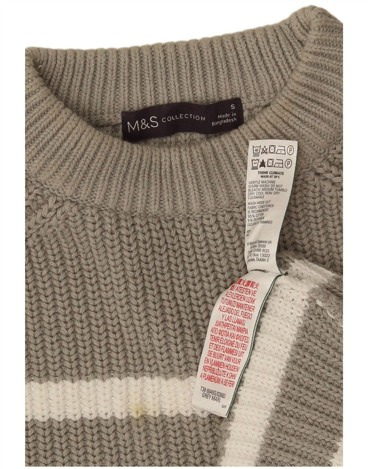 Suéter feminino Marks & Spencer com gola redonda e listrado cinza pequeno Reino Unido 10