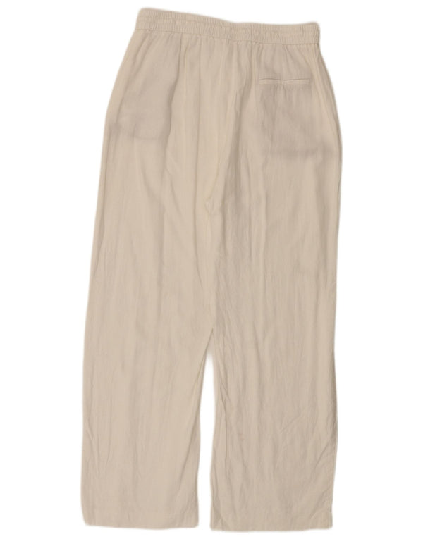Zara Calça feminina casual de perna larga grande W30 L28 viscose branca