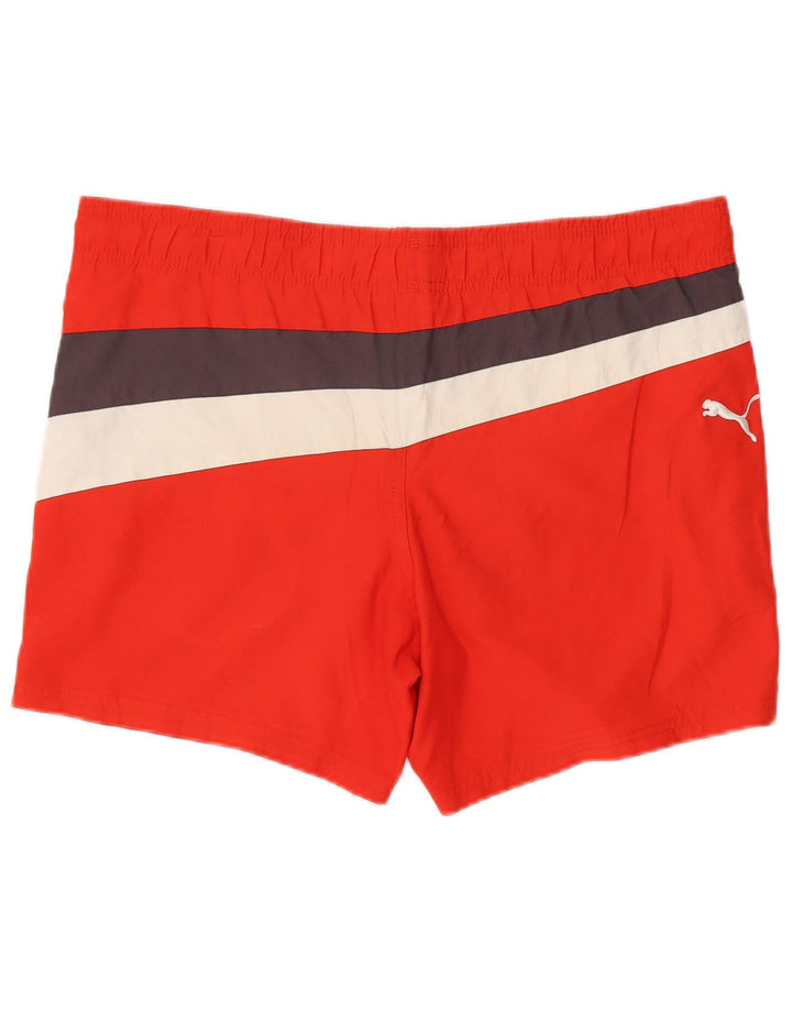 Shorts de natação masculinos Puma Graphic médio vermelho colorblock poliéster