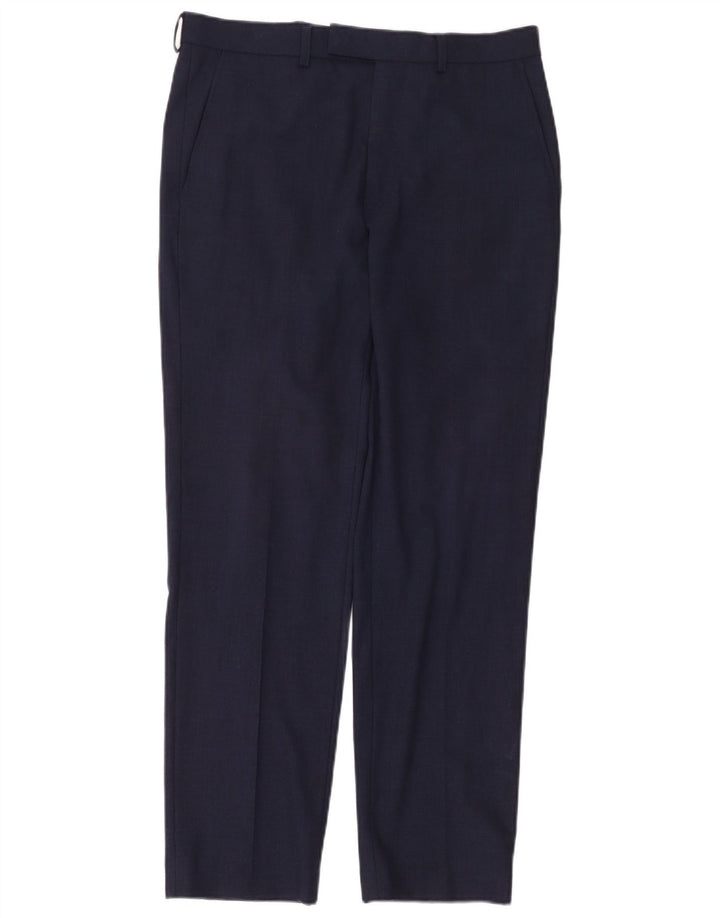Calça masculina Marks & Spencer Slim Suit W32 L31 Lã Azul Marinho