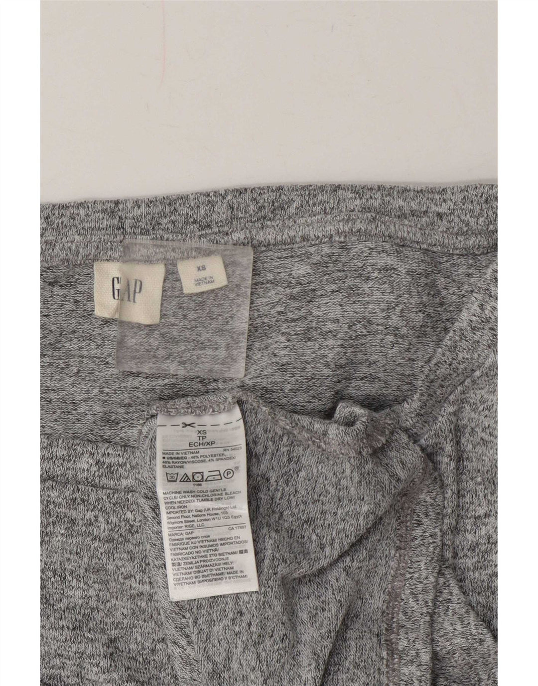 Top túnica assimétrica oversized feminina Gap Reino Unido 6 XS poliéster manchado cinza