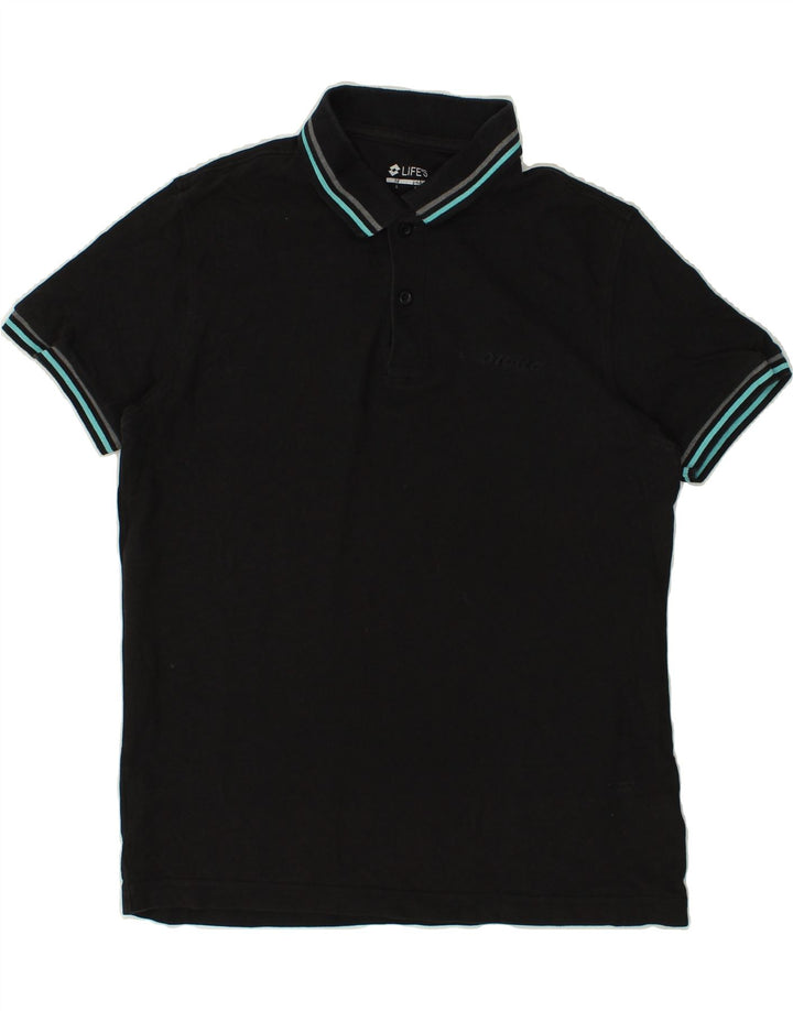 LOTTO Mens Polo Shirt Large Black Cotton | Vintage Lotto | Thrift | Second-Hand Lotto | Used Clothing | Messina Hembry 