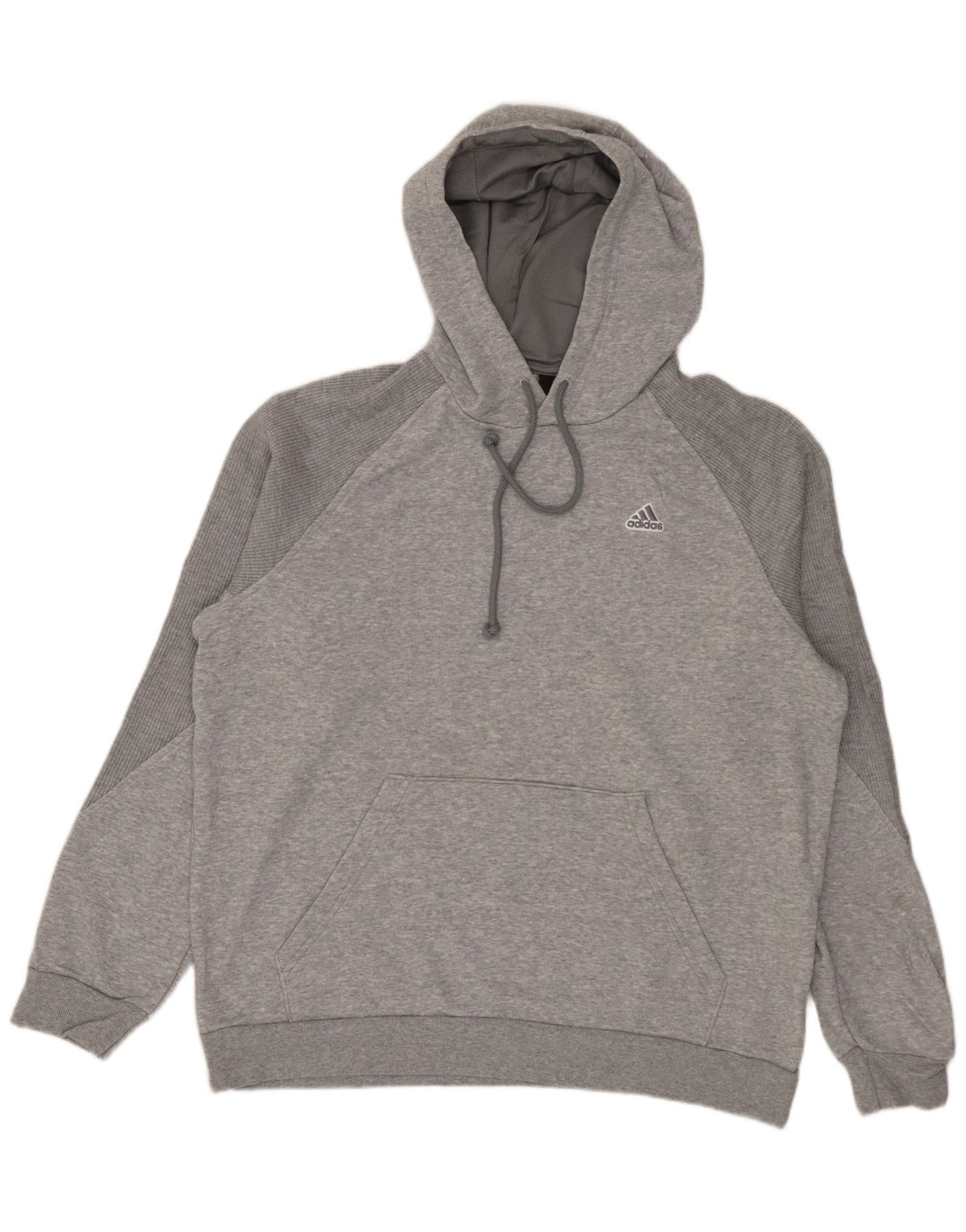 Adidas Mens Hoodie Jumper Médio Cinza Algodão Flecked