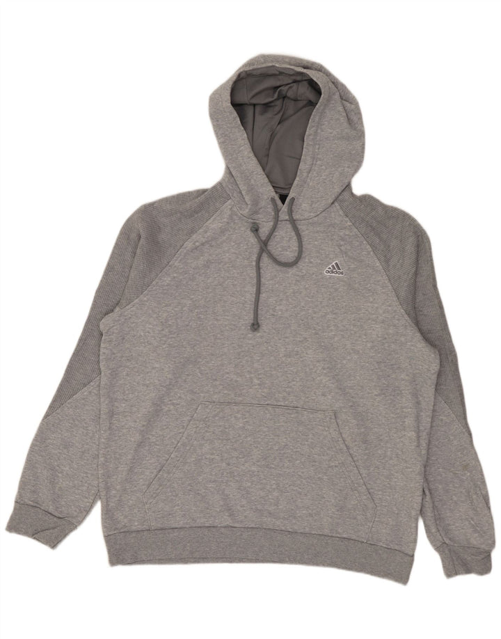 Adidas Mens Hoodie Jumper Médio Cinza Algodão Flecked