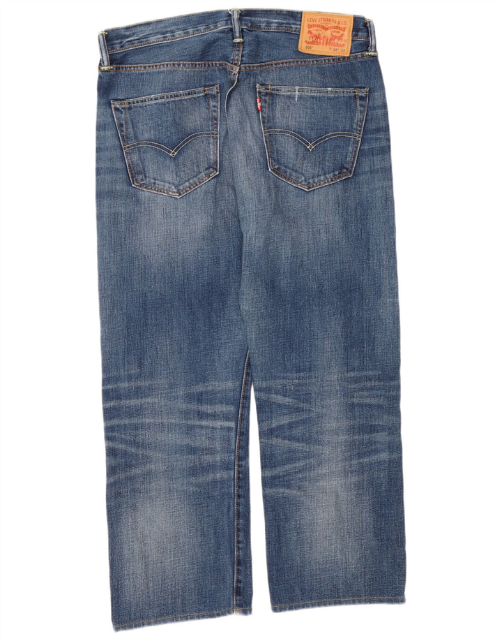 Calça jeans masculina Levi's 501 cortada W34 L25 azul