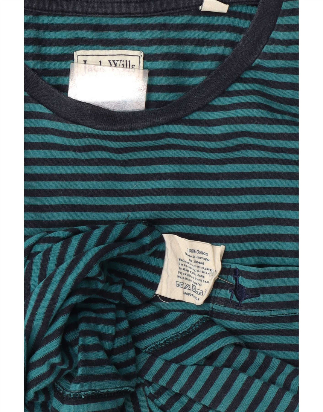 Jack Wills Camiseta masculina de algodão listrado azul médio