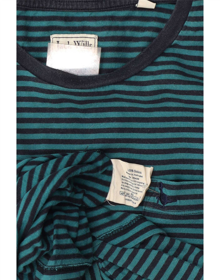 Jack Wills Camiseta masculina de algodão listrado azul médio