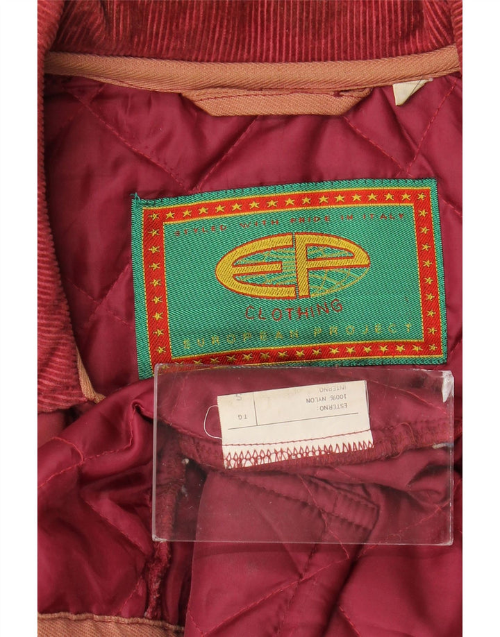 Jaqueta acolchoada masculina vintage UK 36 pequena Borgonha Nylon