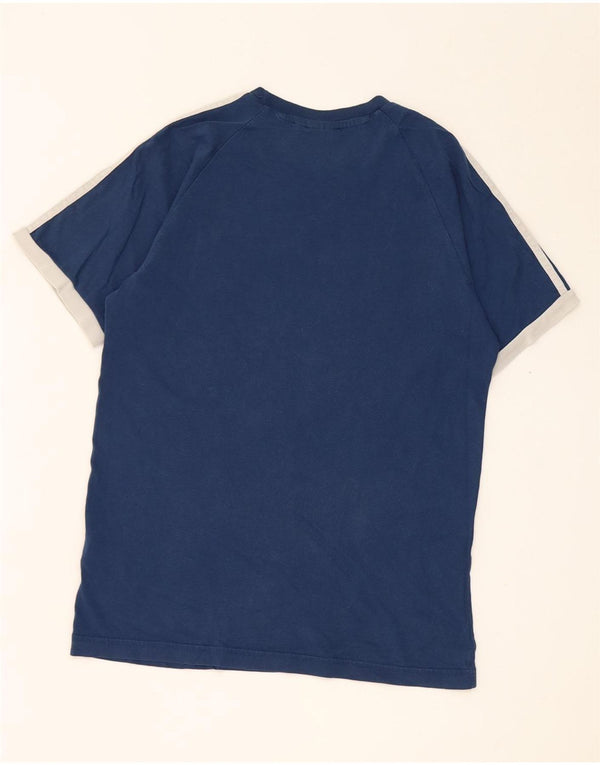 Adidas Mens Camiseta Top Pequeno Azul Colorblock Algodão
