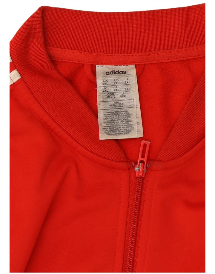 ADIDAS Mens Tracksuit Top Jacket 2XL Poliéster Vermelho