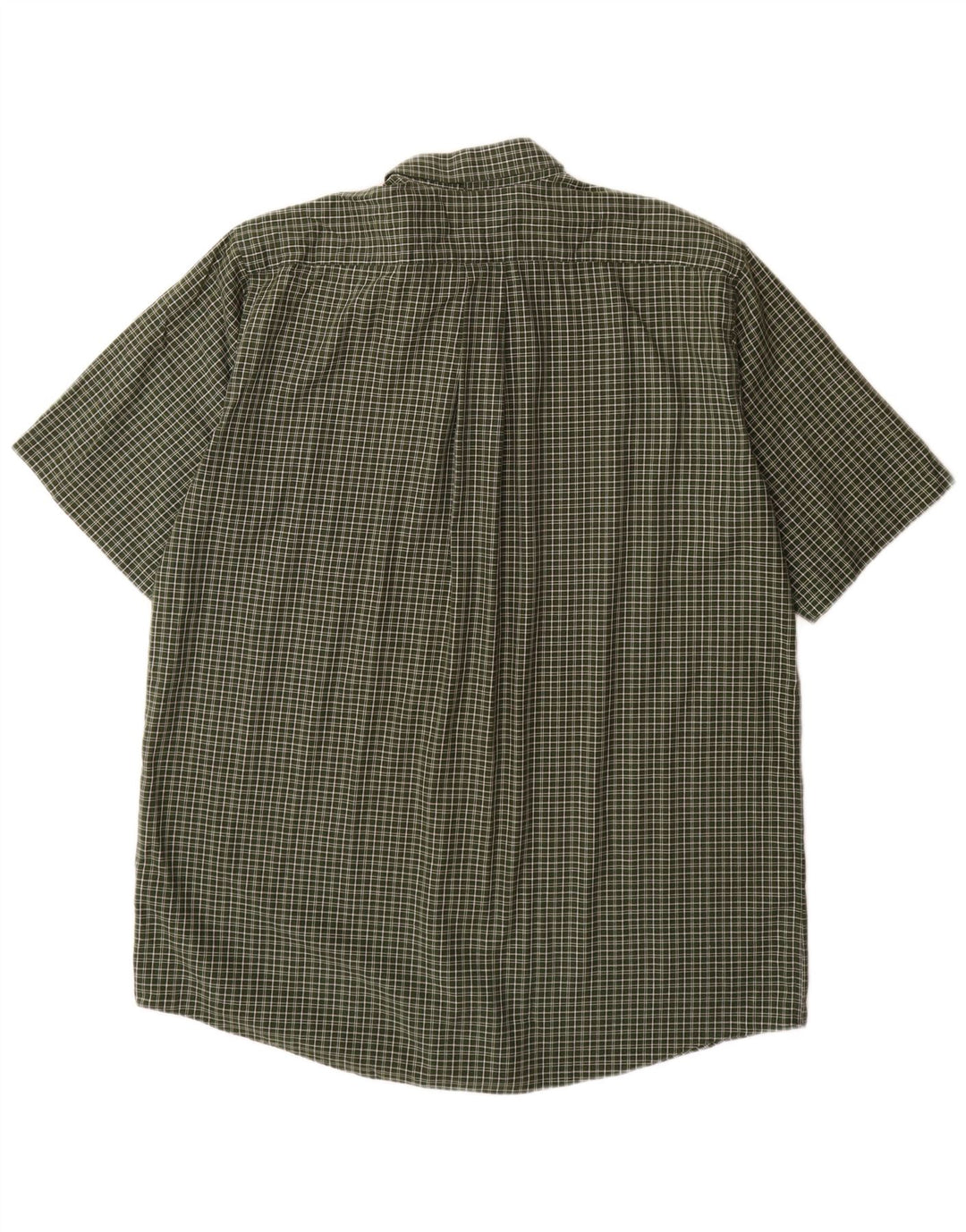 Camisa masculina alta de manga curta L.L.BEAN grande algodão xadrez cáqui
