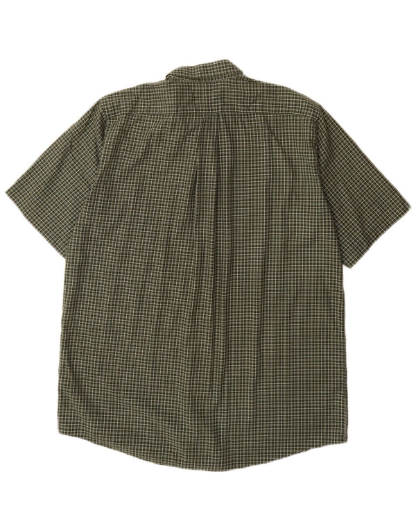 Camisa masculina alta de manga curta L.L.BEAN grande algodão xadrez cáqui
