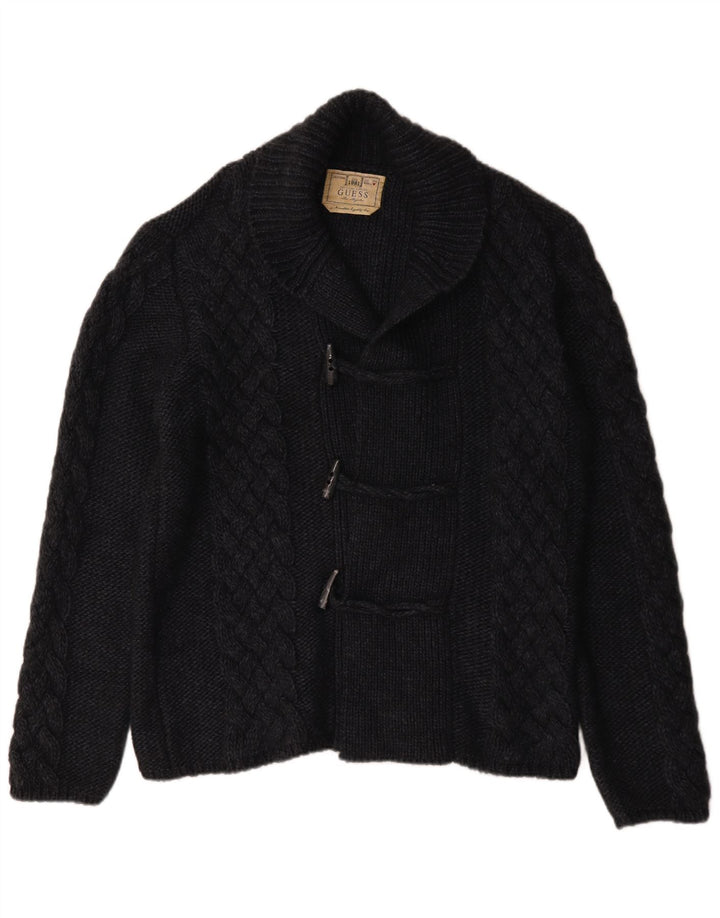 Suéter masculino Guess Duffle Buttons Cardigan grande acrílico preto