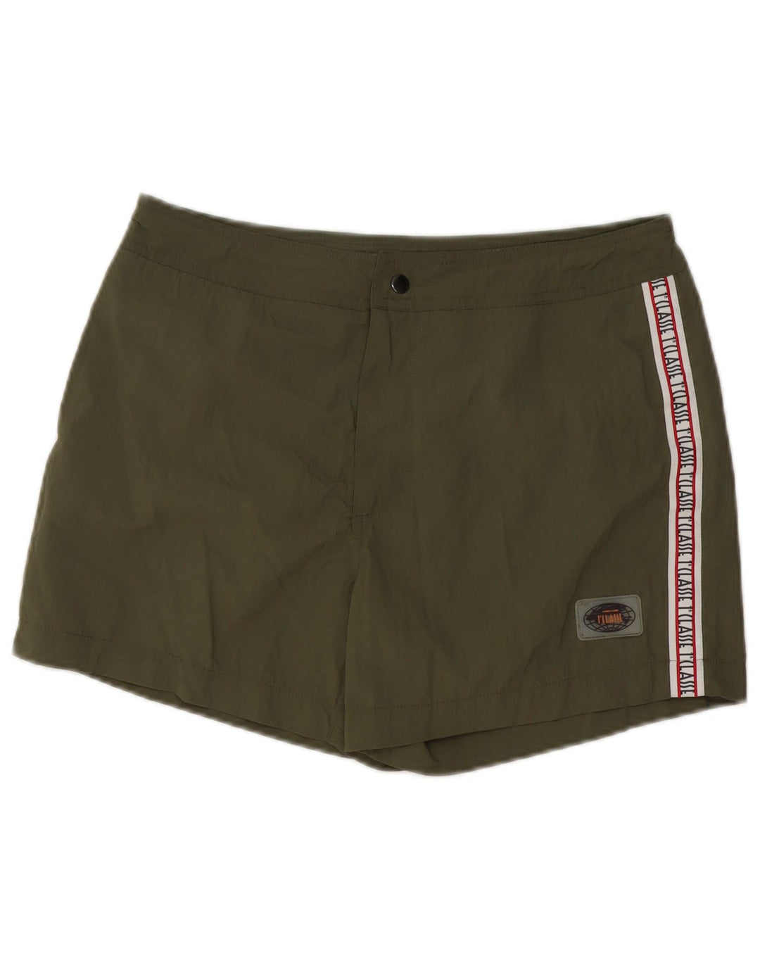 ALVIERO MARTINI Shorts de natação masculino gráfico médio cáqui poliamida