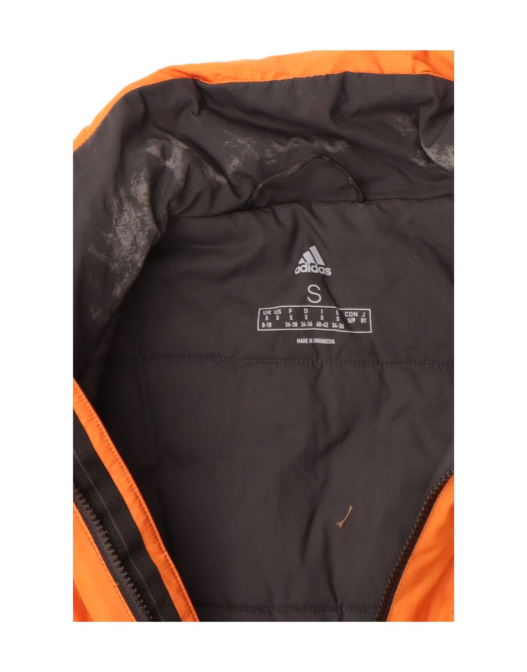 Jaqueta Adidas Mulher Acolchoada UK 8/10 Pequena Laranja