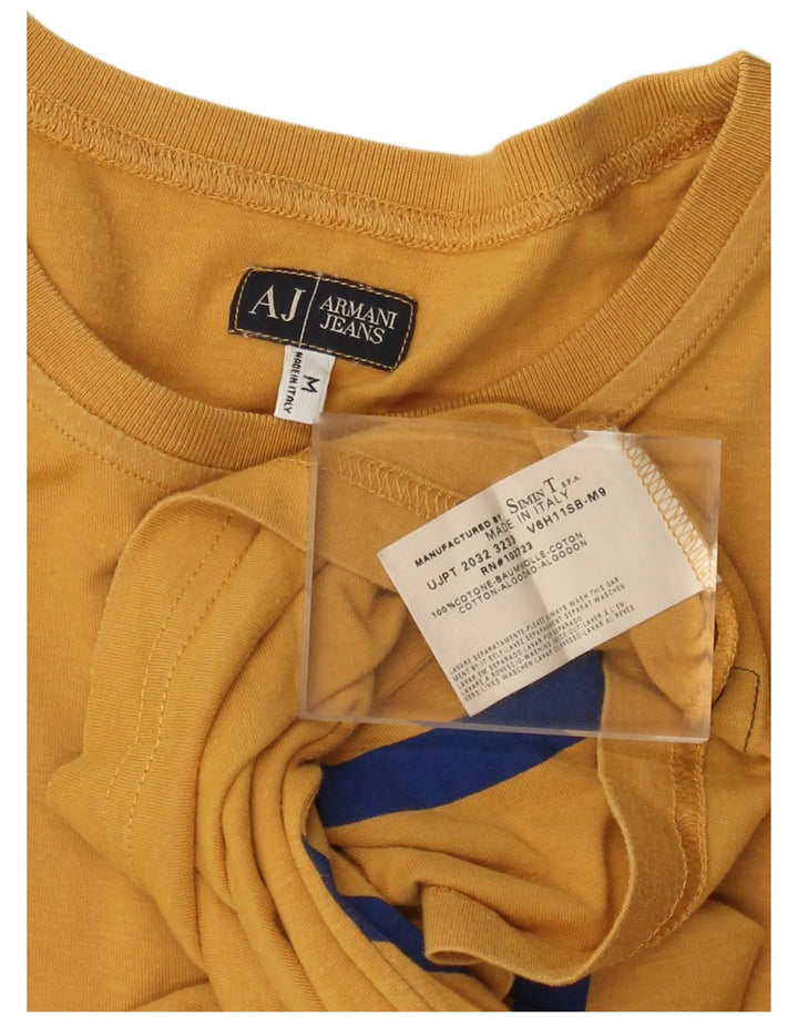 Armani Jeans Mens Gráfico Top Manga Longa Médio Algodão Amarelo
