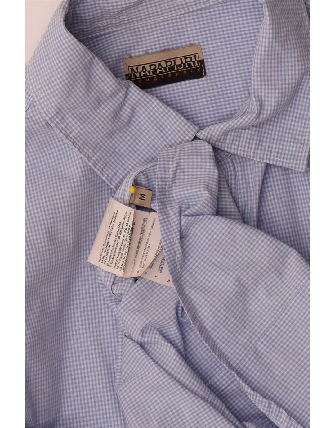 Camisa geográfica masculina Napapijri algodão guingão azul médio