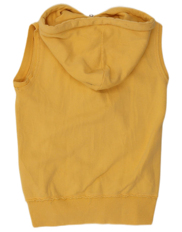 Suéter feminino Puma com capuz e zíper gráfico sem mangas Reino Unido 8 pequeno algodão amarelo