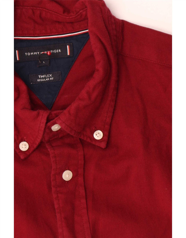 Camisa masculina Tommy Hilfiger Regular Fit grande algodão Borgonha