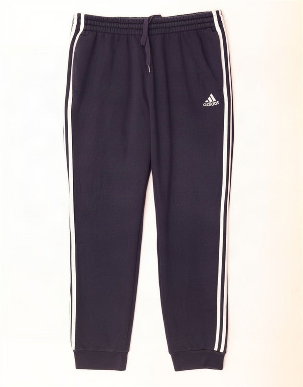 Calça de treino masculina Adidas Joggers grande algodão azul marinho