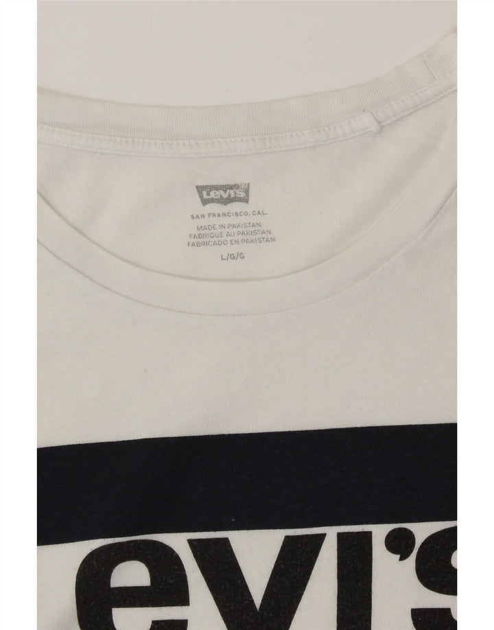 Camiseta feminina gráfica LEVI'S UK 16 grande branca