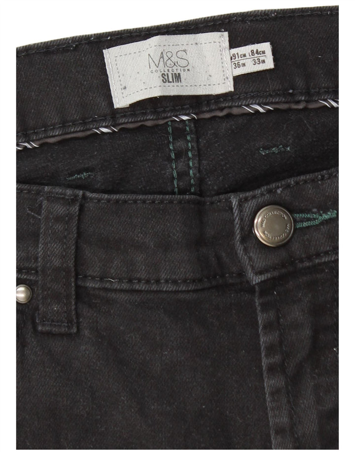 Marks & Spencer Mens Jeans Slim W36 L33 Algodão Preto