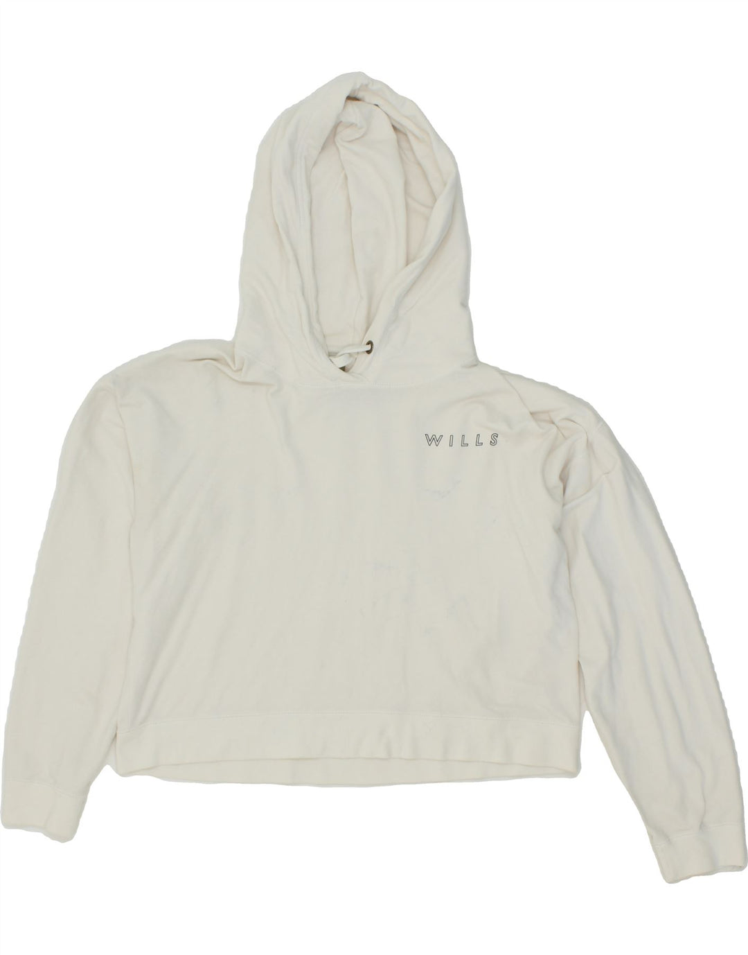 JACK WILLS Womens Crop Hoodie Jumper UK 12 Medium  White Cotton Vintage Jack Wills and Second-Hand Jack Wills from Messina Hembry 