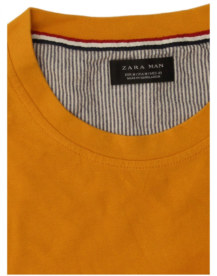 Zara Camiseta masculina Top Amarelo Médio