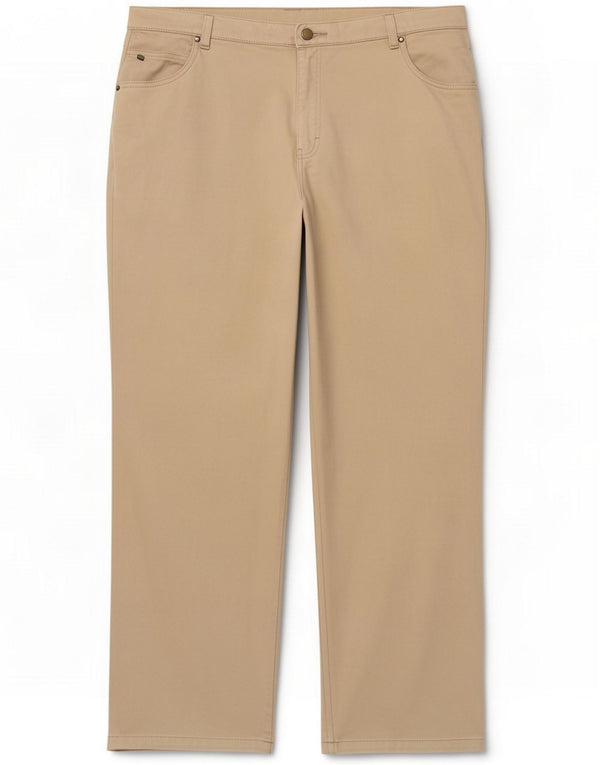 Calça casual feminina de perna larga Marks & Spencer UK 22 3XL W42 L30 bege