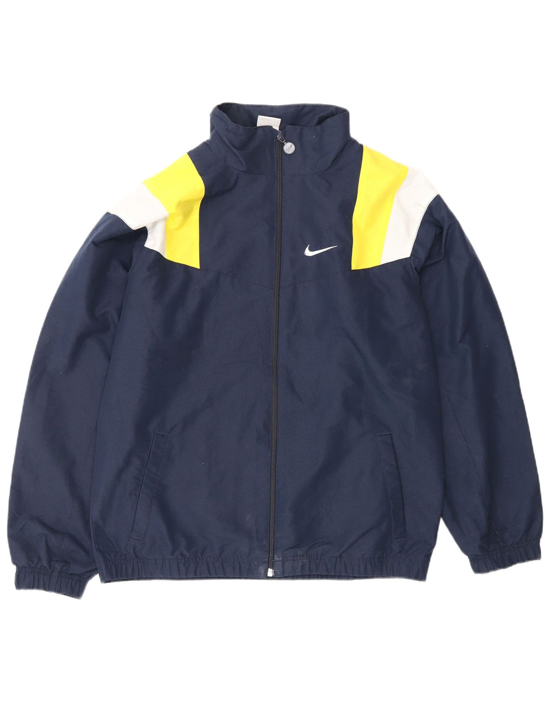 NIKE Boys Rain Jacket 13-14 Years XL Navy Blue Colourblock Polyester