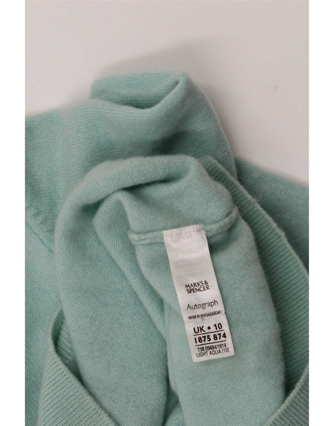 Suéter feminino Marks & Spencer com gola redonda Reino Unido 10 pequeno turquesa