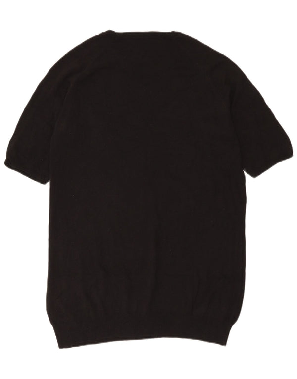 Suéter feminino Zara de manga curta com gola canoa Reino Unido 16 grande preto