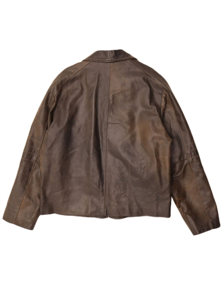 Jaqueta de couro masculina vintage UK 38 couro marrom médio